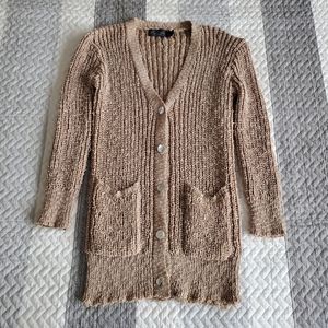 Costa Blanca Cardigan Sweater Womens Size S Beige Button Stretchy Oversized